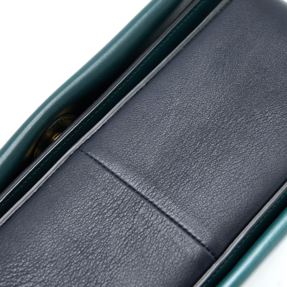 Celine Frame Bag Calfskin Navy/Dark Green GHW