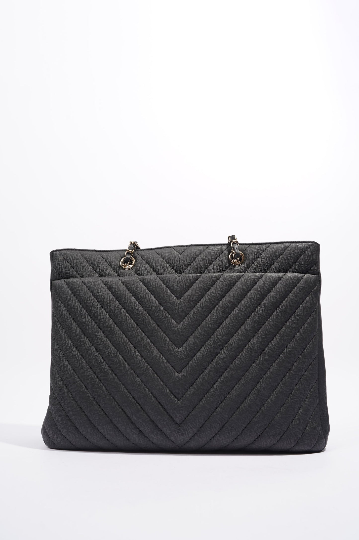Chanel Womens Lambskin Classic Chevron Timeless Tote Black