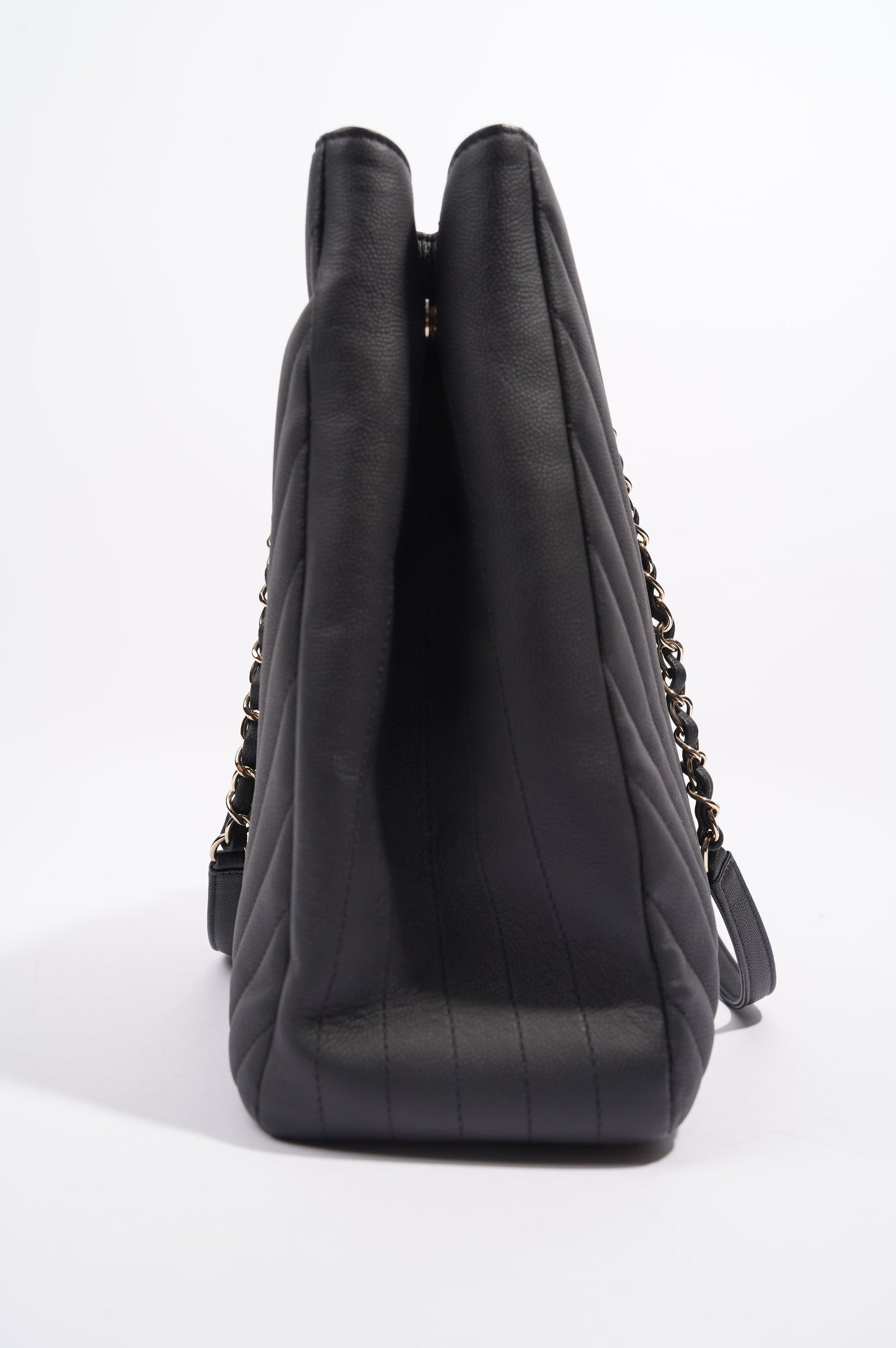 Chanel Womens Lambskin Classic Chevron Timeless Tote Black