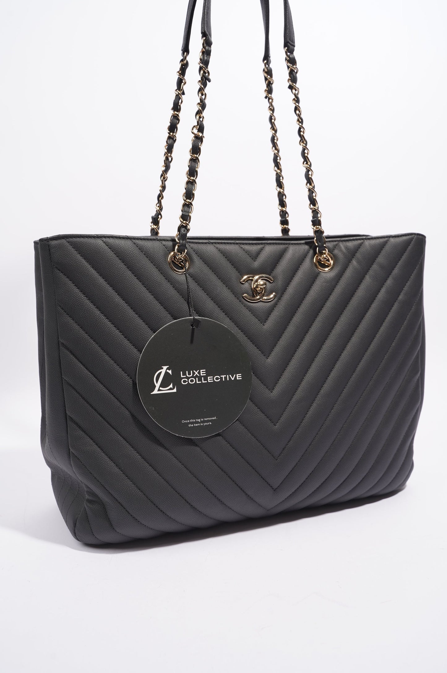 Chanel Womens Lambskin Classic Chevron Timeless Tote Black