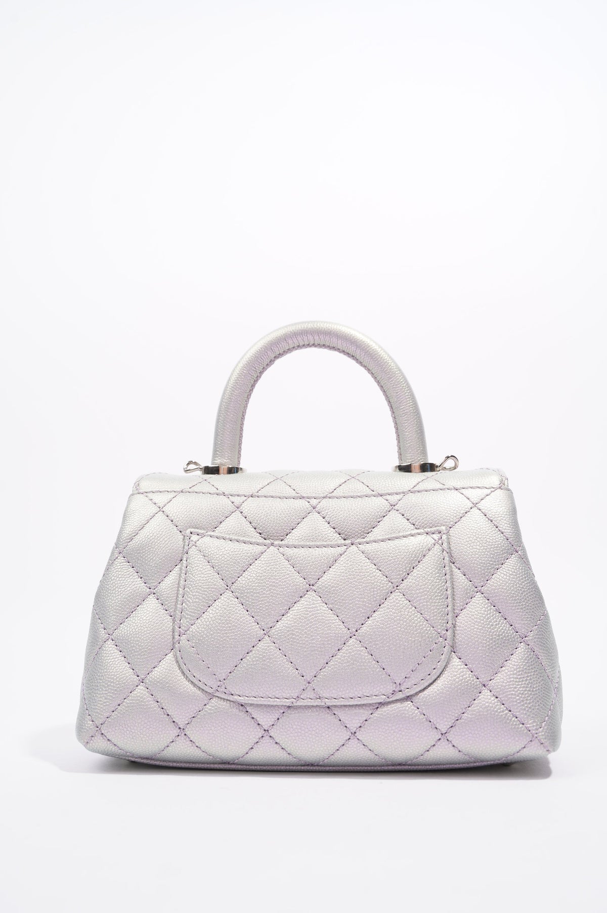 Chanel Womens 21K Coco Handle Iridescent Purple Caviar Mini