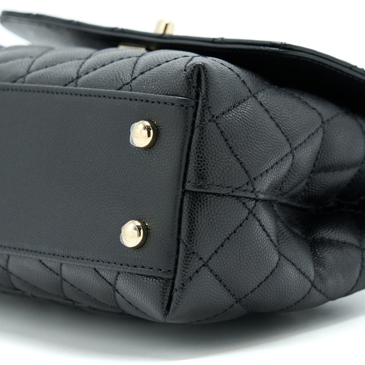 Chanel Small Coco Handle Caviar Black LGHW (Microchip).
