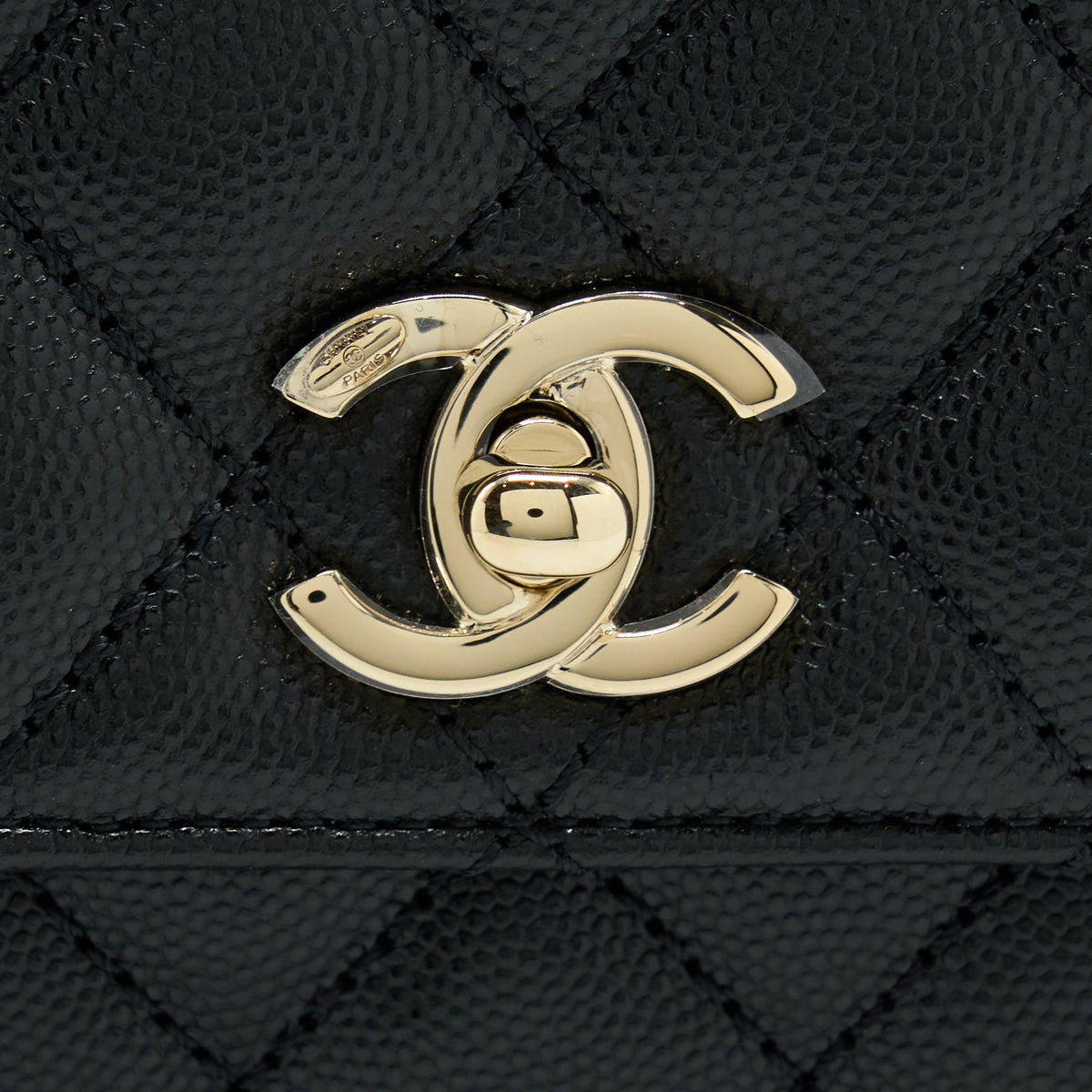 Chanel Small Coco Handle Caviar Black LGHW (Microchip).