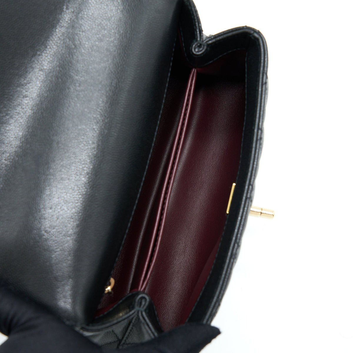 Chanel Small Coco Handle Caviar Black LGHW (Microchip).