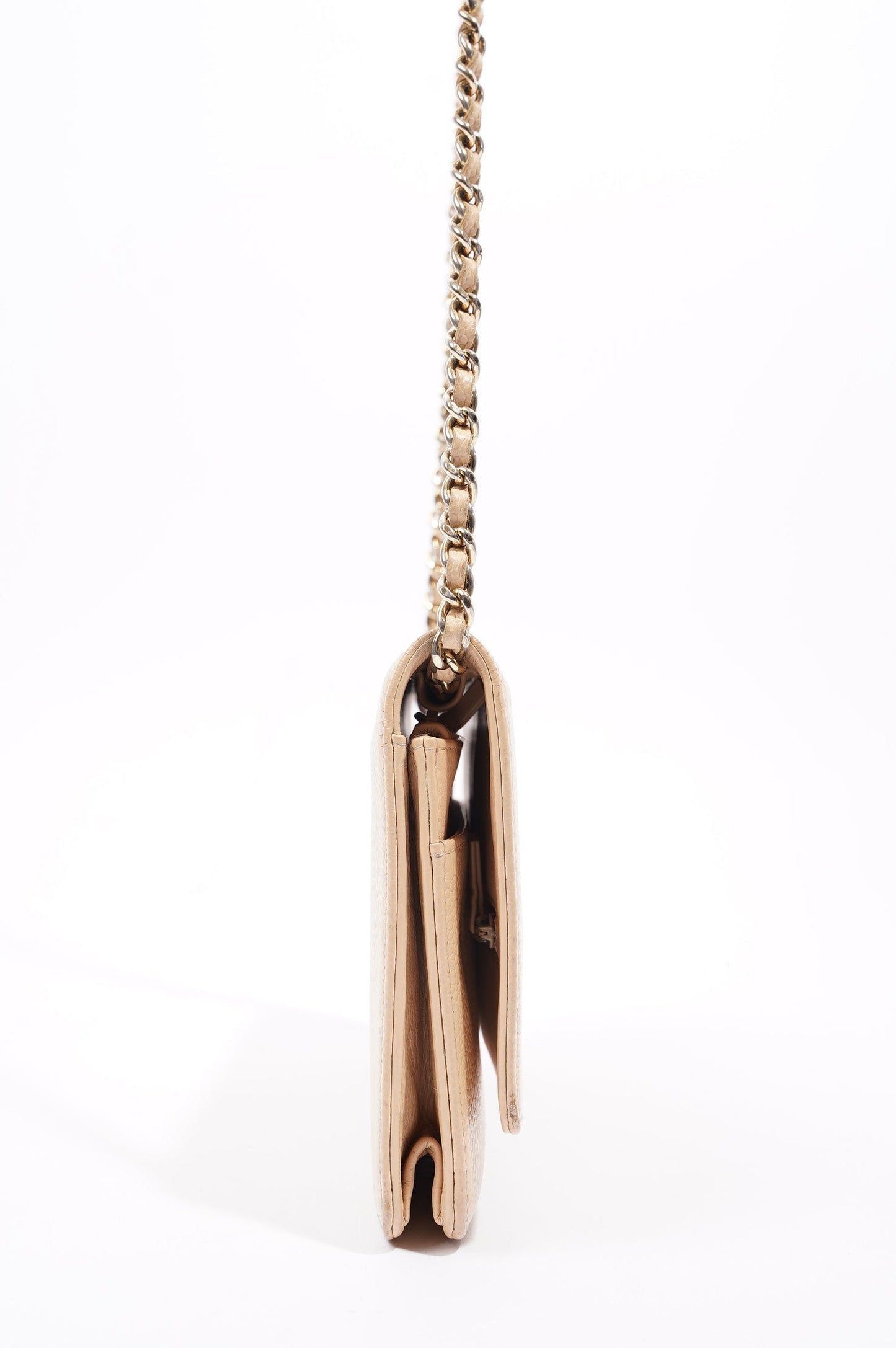 Chanel Womens Timeless Wallet On Chain Beige Caviar