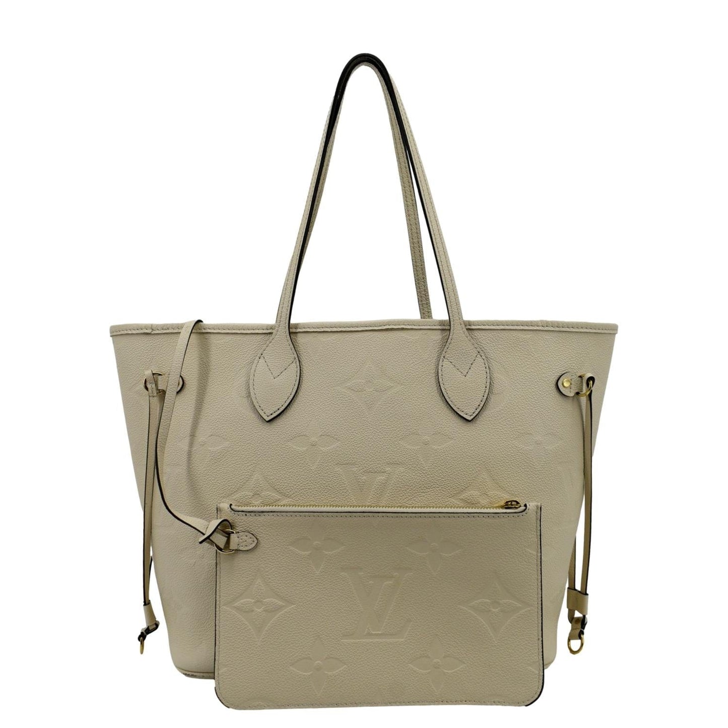 LOUIS VUITTON Neverfull MM Monogram Empreinte Tote Bag Beige