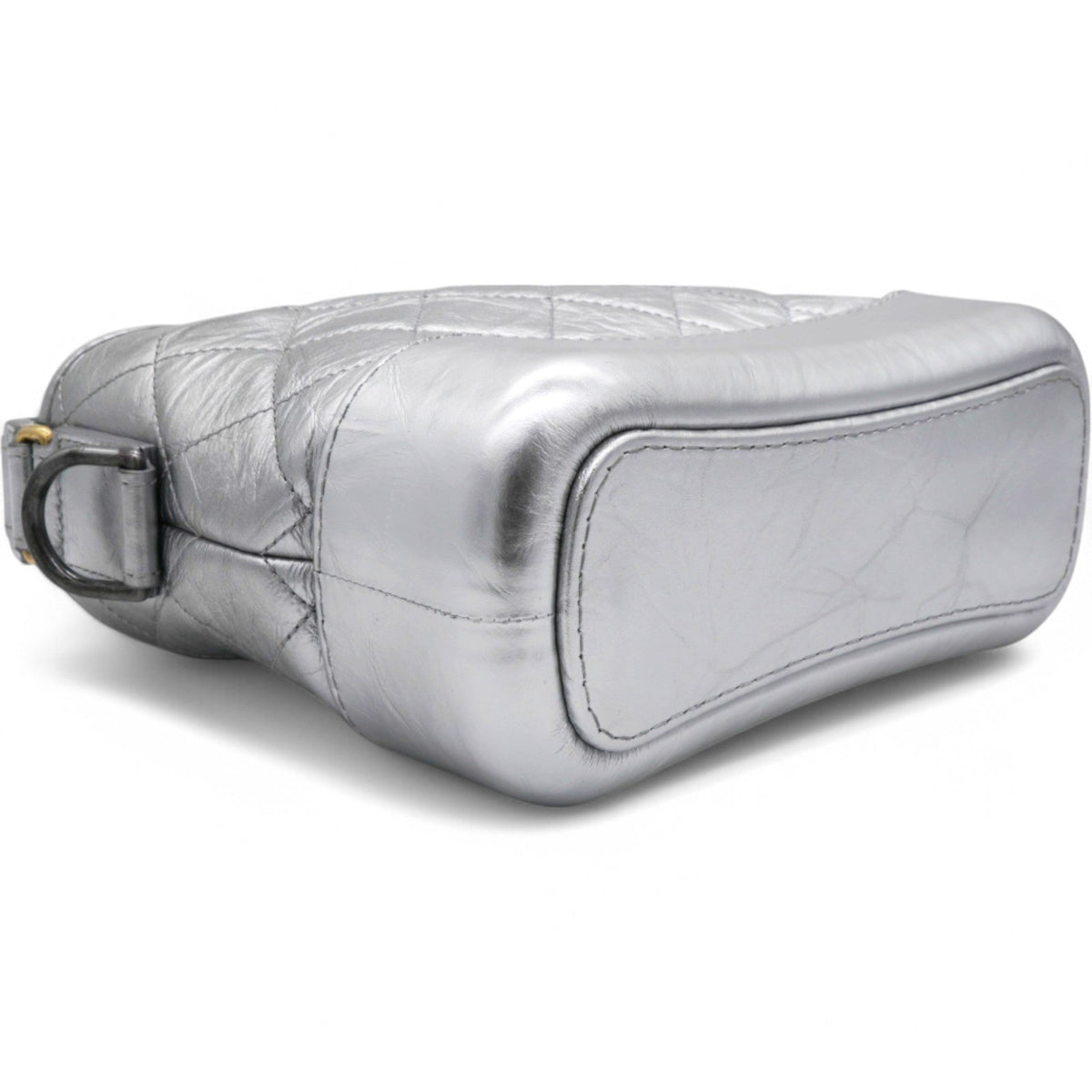 Chanel Metallic Aged Quilted Gabrielle Hobo Silver Small