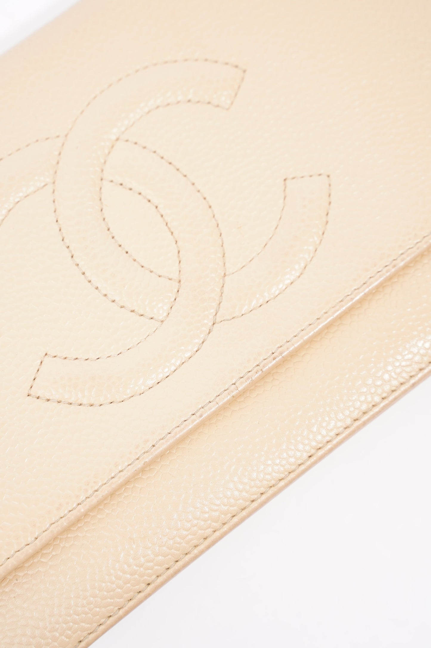 Chanel Womens Timeless Wallet On Chain Beige Caviar