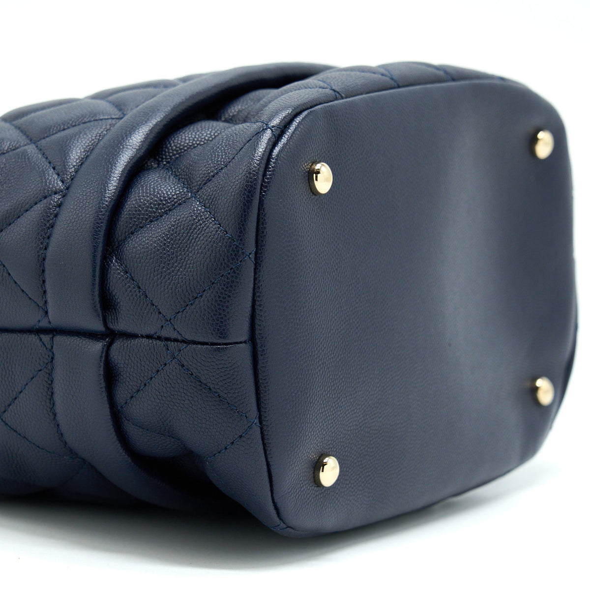 Chanel Top Handle Bucket Bag Caviar Navy Blue LGHW