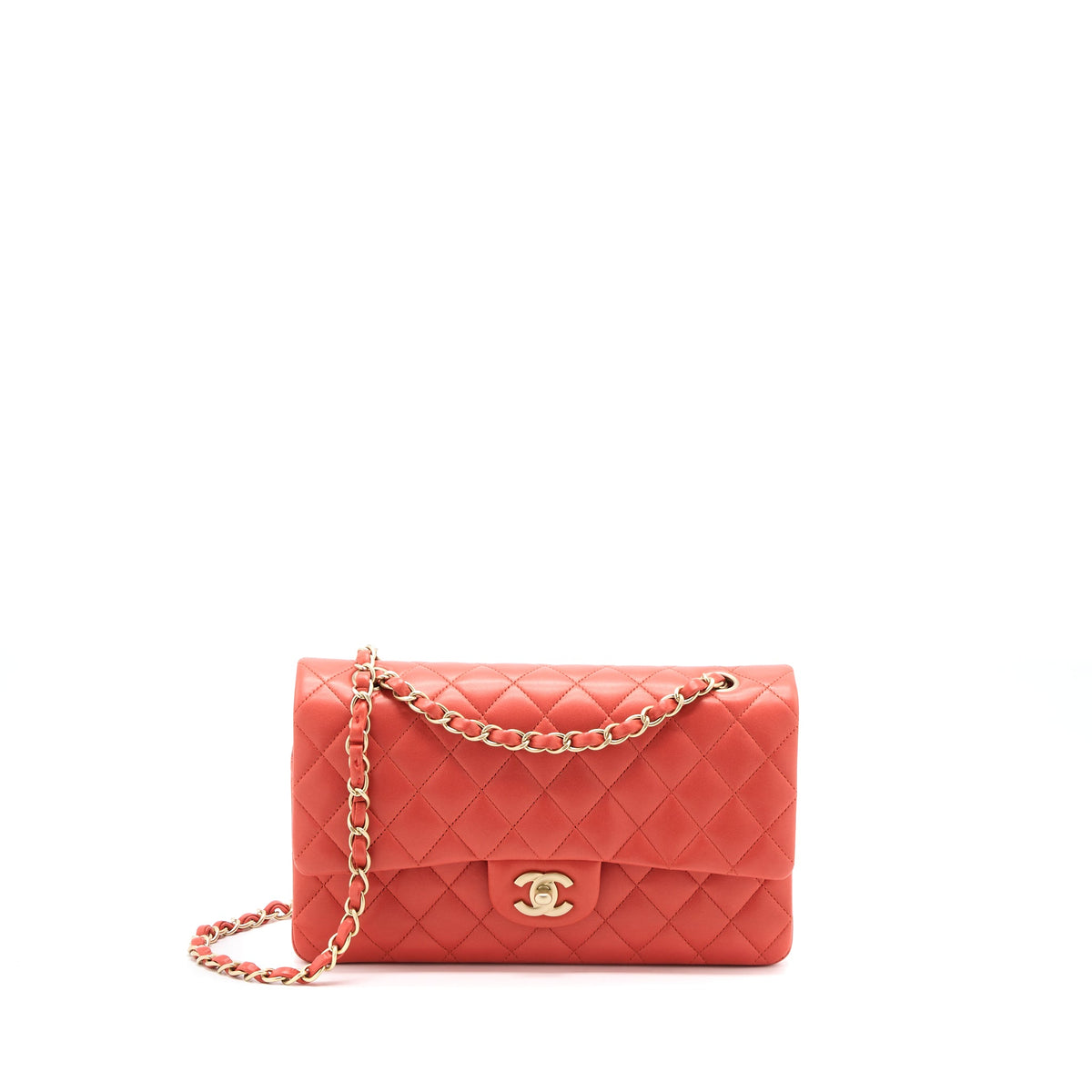 Chanel Medium Classic Double Flap Bag Lambskin Coral Brushed GHW
