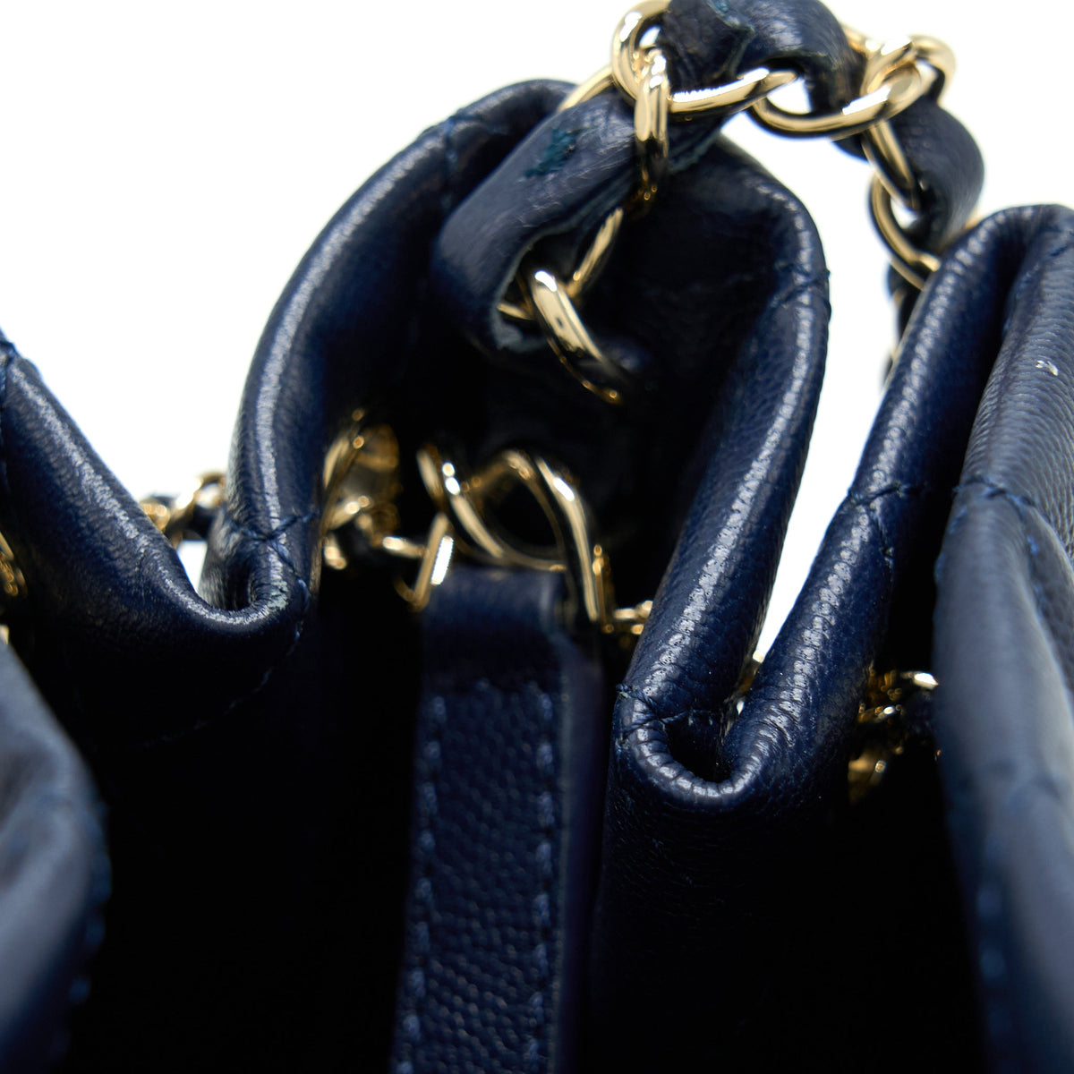 Chanel Top Handle Bucket Bag Caviar Navy Blue LGHW