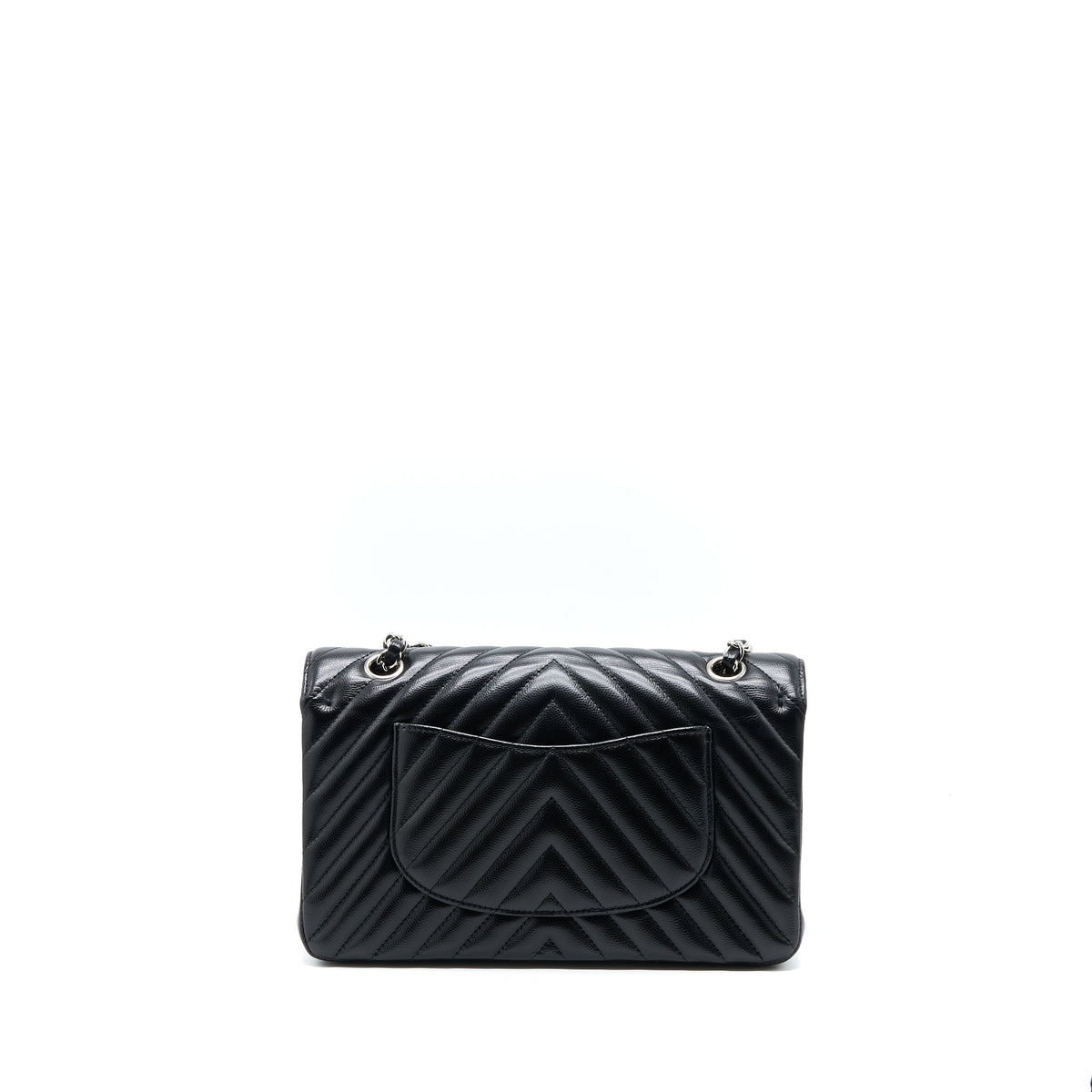 Chanel Medium Classic Double Flap Bag Chevron Caviar Black SHW