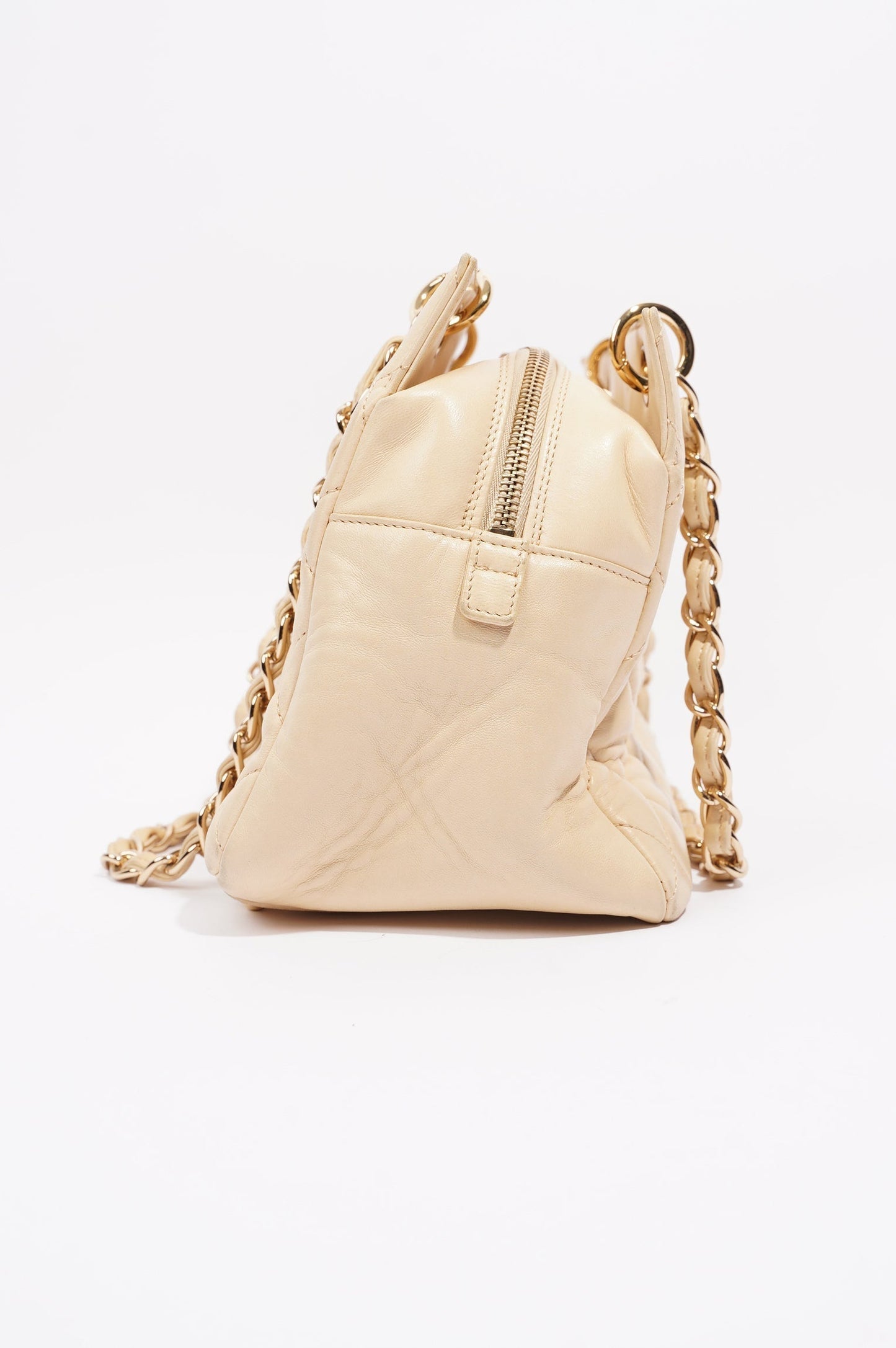 Chanel Womens Vintage Petit Timeless Tote Cream Leather Small
