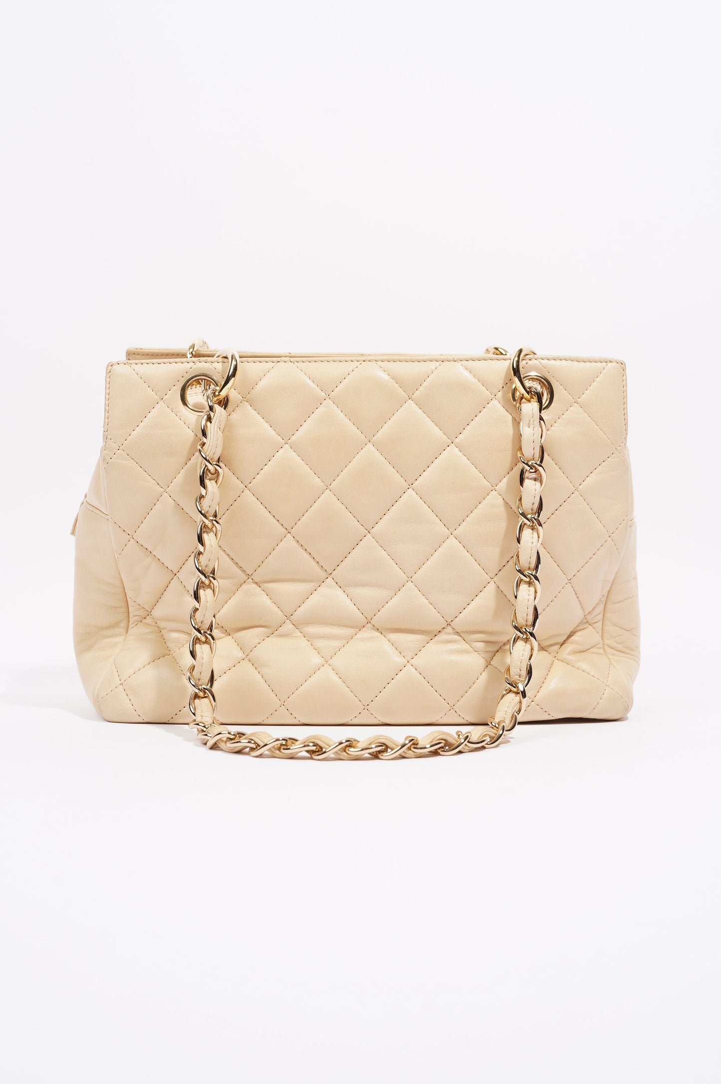 Chanel Womens Vintage Petit Timeless Tote Cream Leather Small