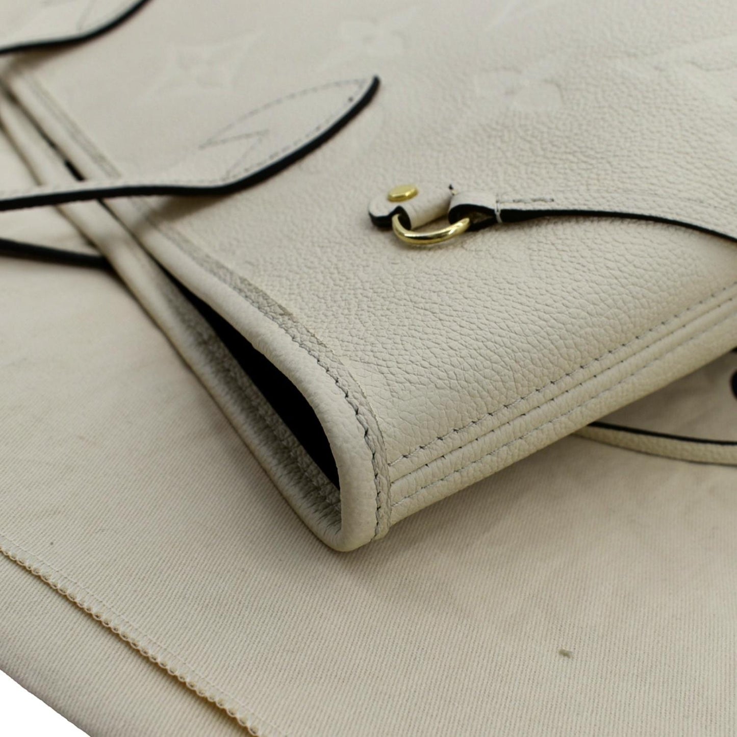 LOUIS VUITTON Neverfull MM Monogram Empreinte Tote Bag Beige