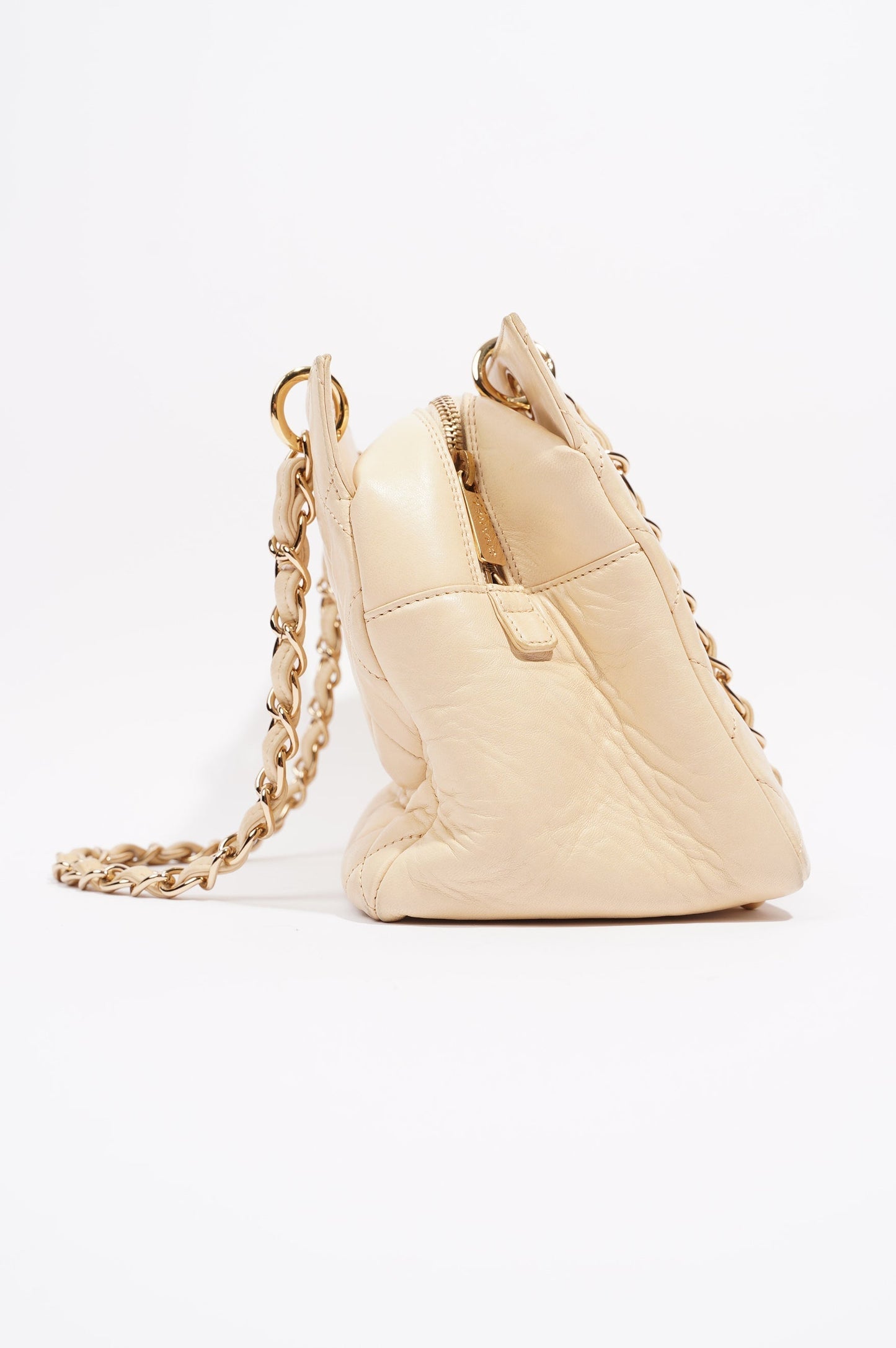 Chanel Womens Vintage Petit Timeless Tote Cream Leather Small