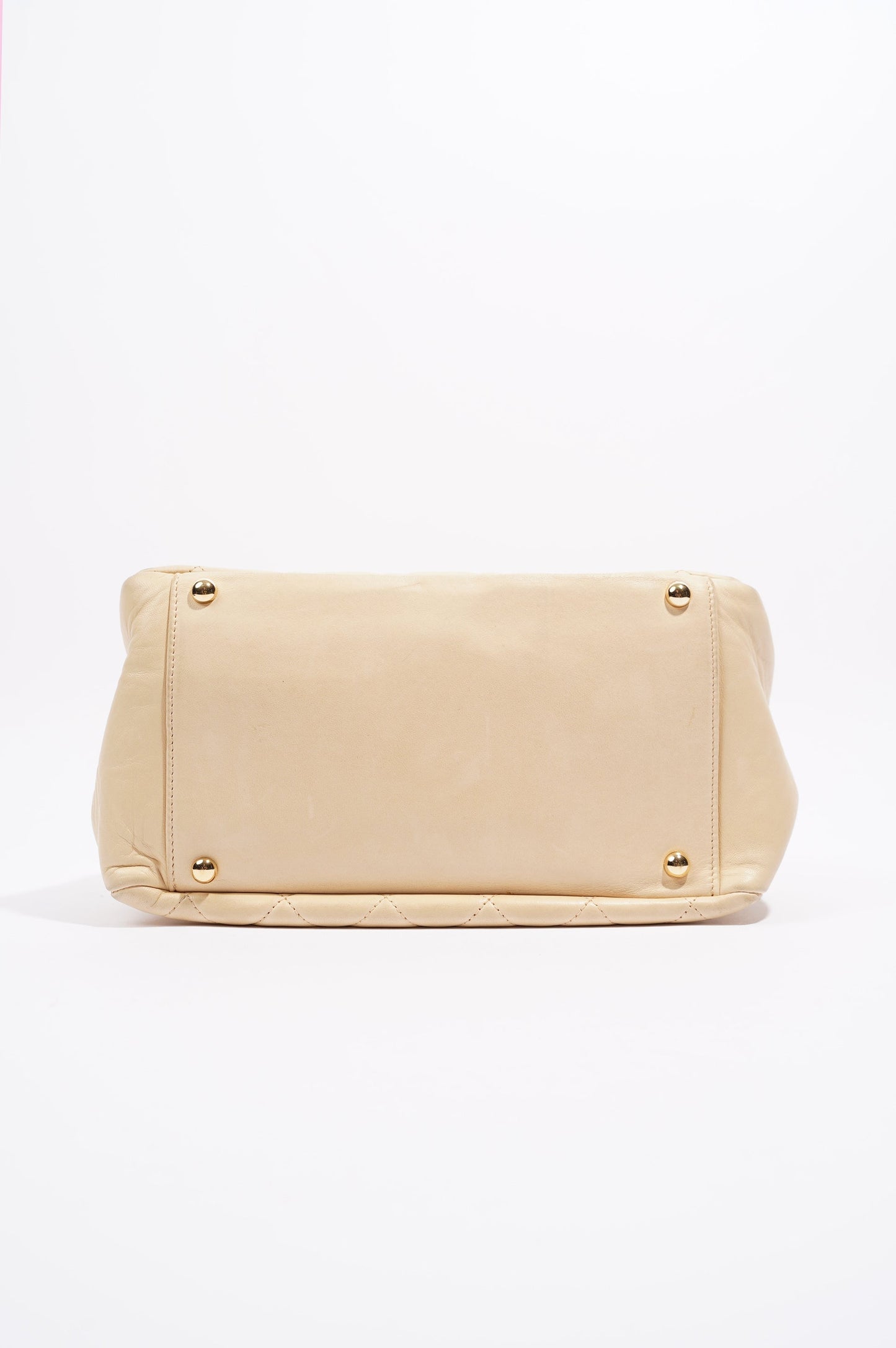 Chanel Womens Vintage Petit Timeless Tote Cream Leather Small