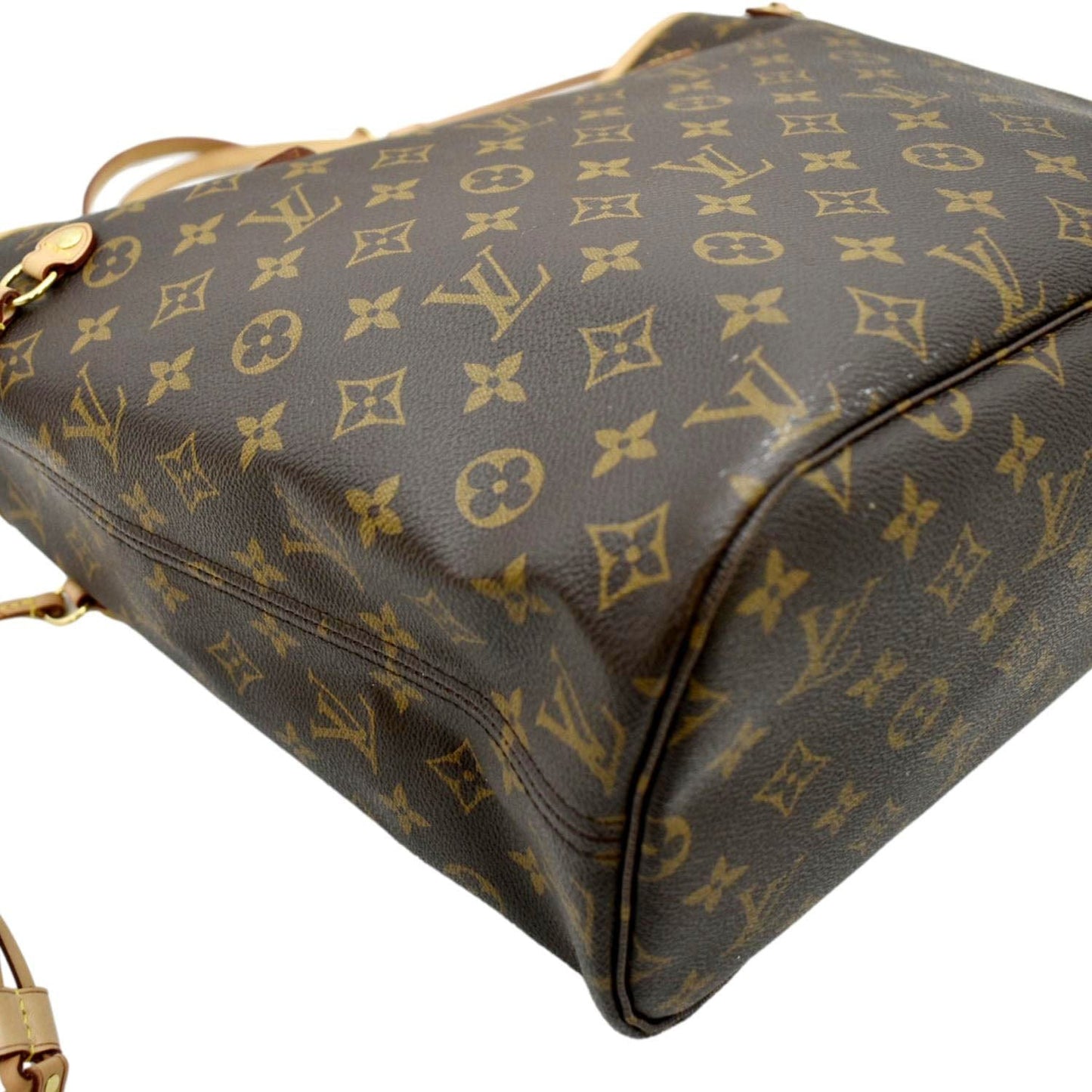 LOUIS VUITTON Neverfull MM Monogram Canvas Tote Bag Brown