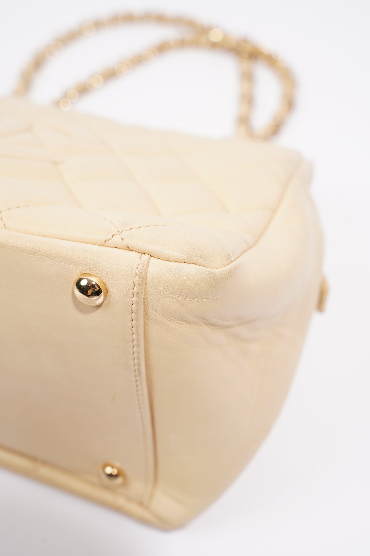 Chanel Womens Vintage Petit Timeless Tote Cream Leather Small