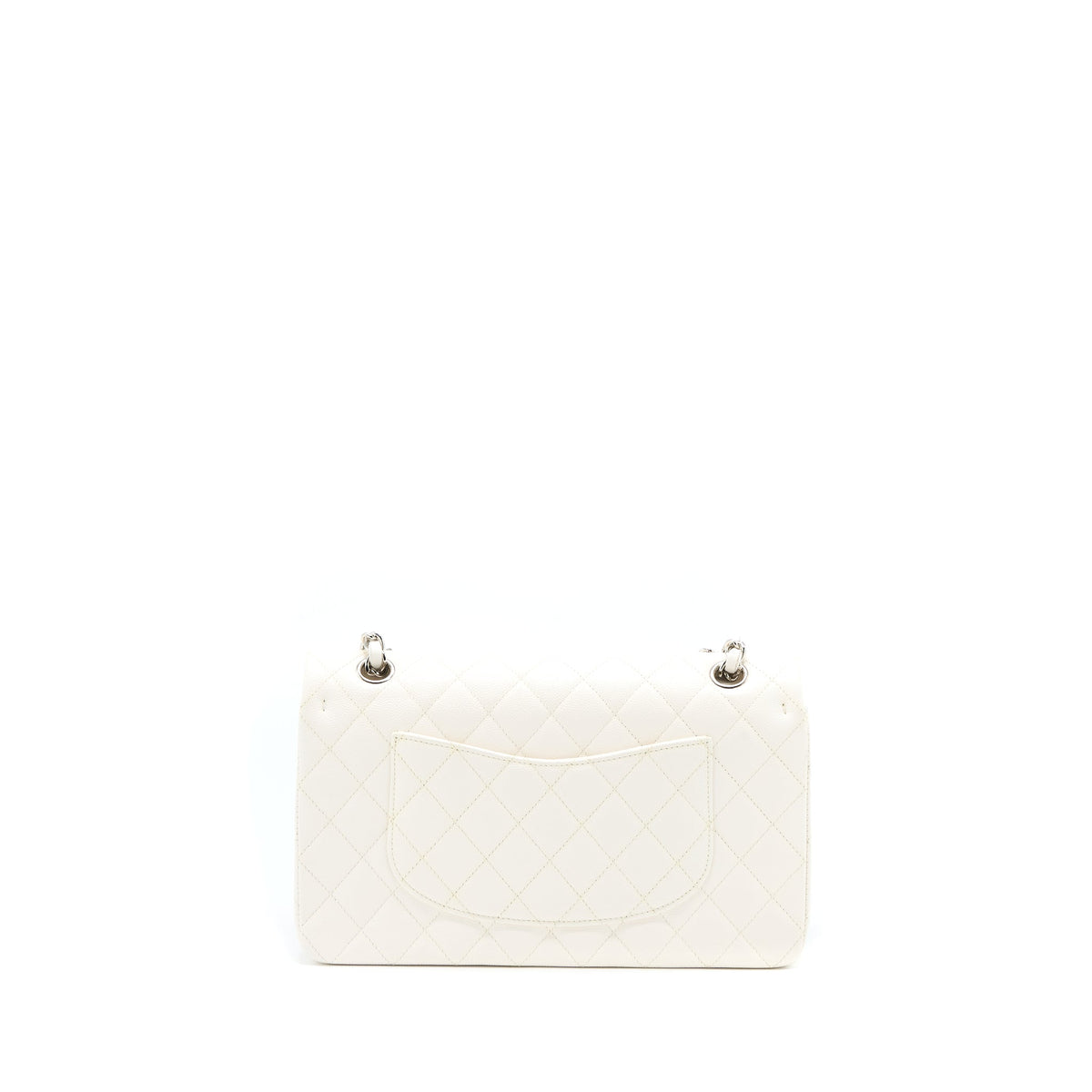 Chanel Medium Classic Double Flap Bag Caviar White SHW (Microchip)