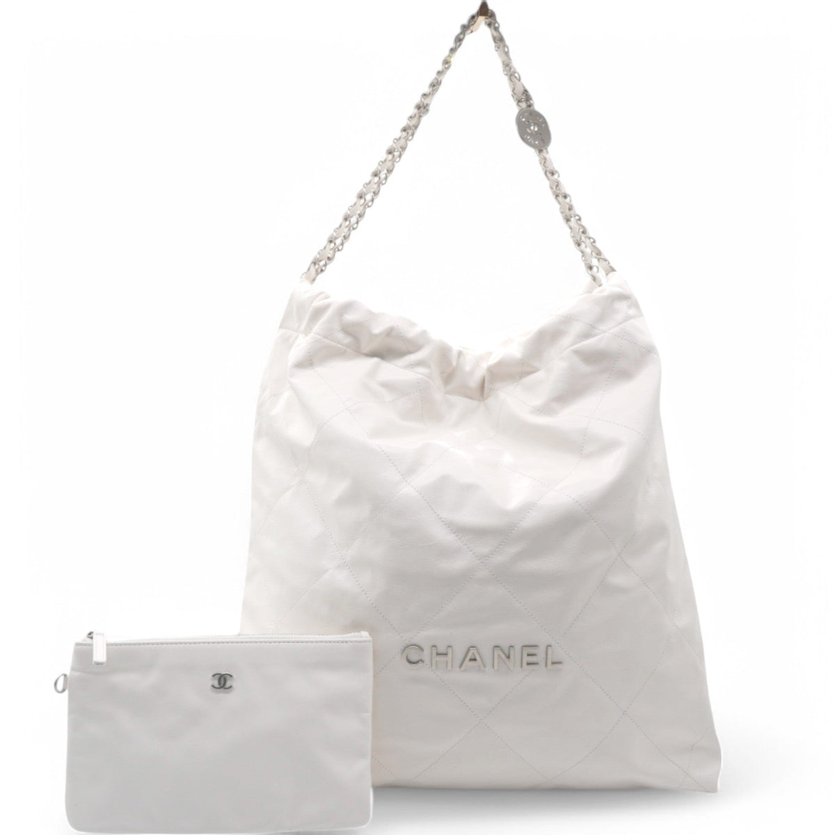 Chanel Shiny Quilted Large Chanel 22 White