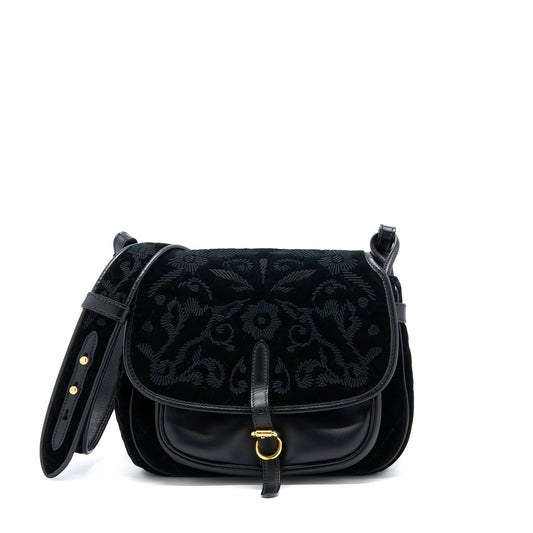 Prada Corsaire Hobo Bag Velvet/Leather Black GHW
