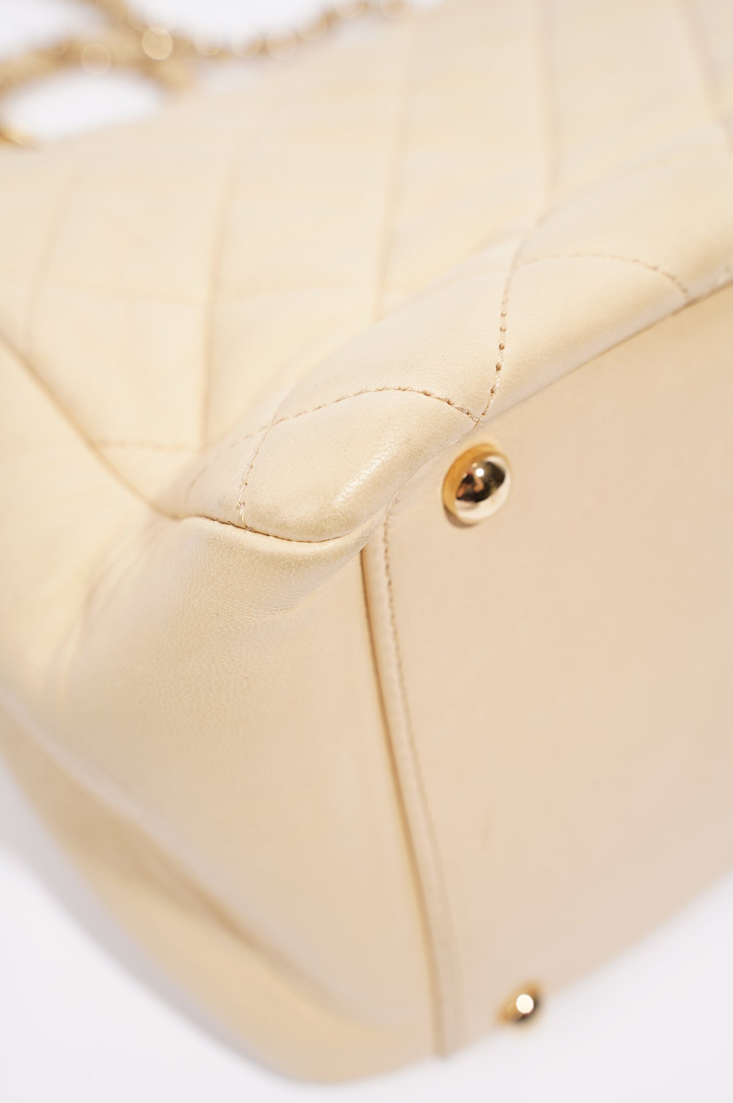 Chanel Womens Vintage Petit Timeless Tote Cream Leather Small