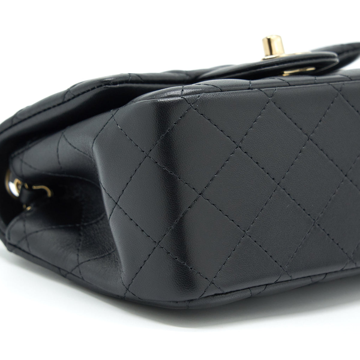 Chanel Mini Square Flap Bag Lambskin Black LGHW (Microchip)