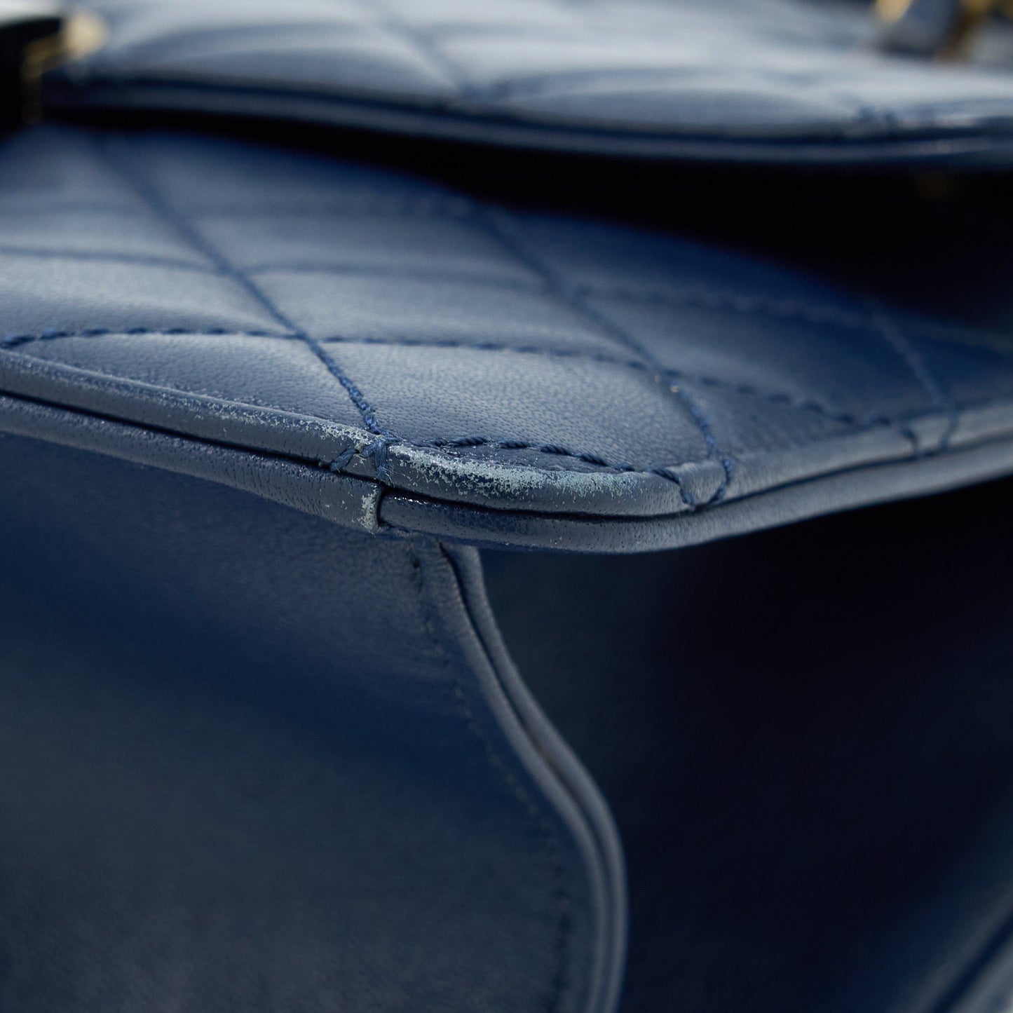 Chanel Quilted Shoulder Bag Goatskin Blue Ruthenium GHW