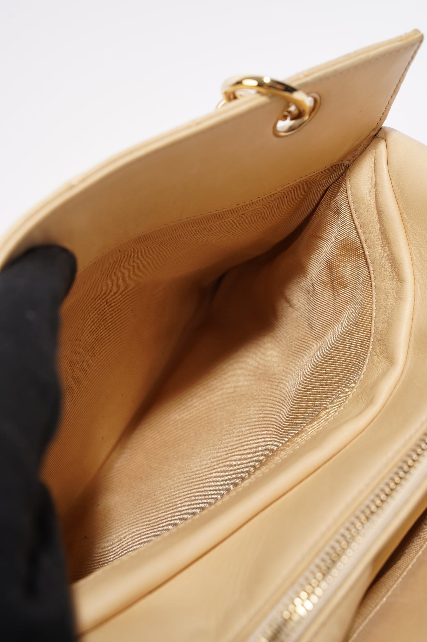 Chanel Womens Vintage Petit Timeless Tote Cream Leather Small