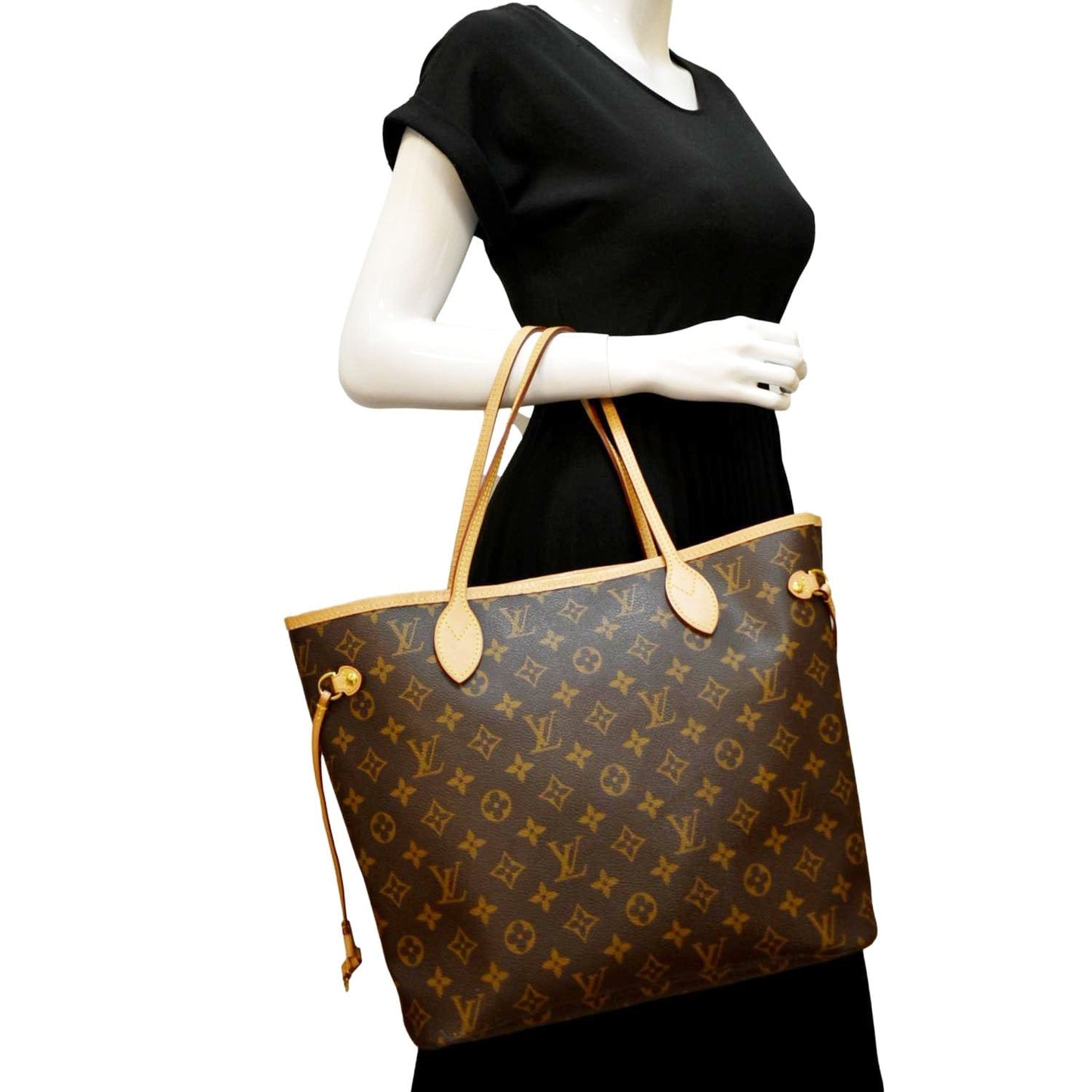 LOUIS VUITTON Neverfull MM Monogram Canvas Tote Bag Brown