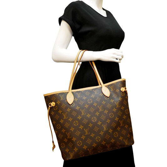 LOUIS VUITTON Neverfull MM Monogram Canvas Tote Bag Brown