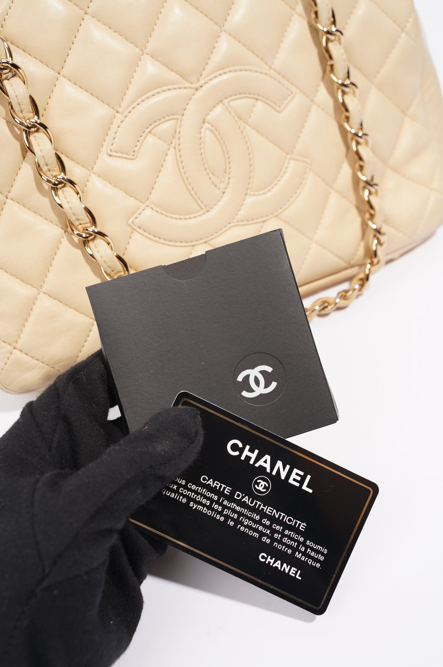 Chanel Womens Vintage Petit Timeless Tote Cream Leather Small