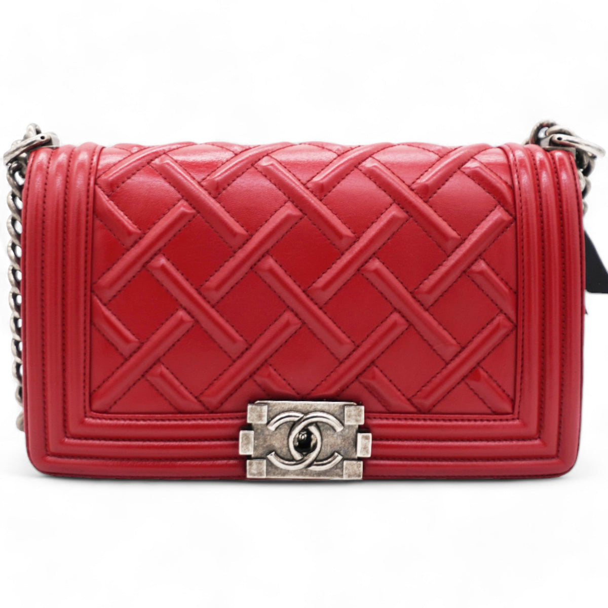 Chanel Rouge Leather Chateau Celtic Boy Bag