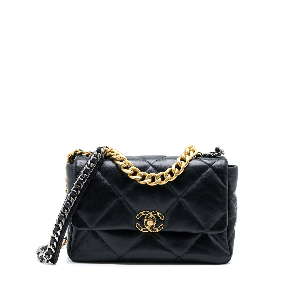 Chanel Medium 19 Bag Goatskin Black Multicolour Hardware