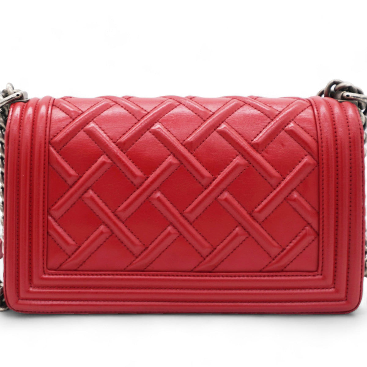 Chanel Rouge Leather Chateau Celtic Boy Bag