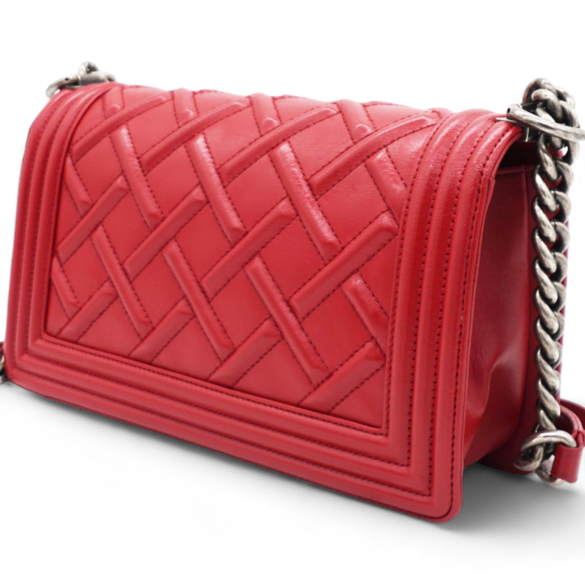 Chanel Rouge Leather Chateau Celtic Boy Bag