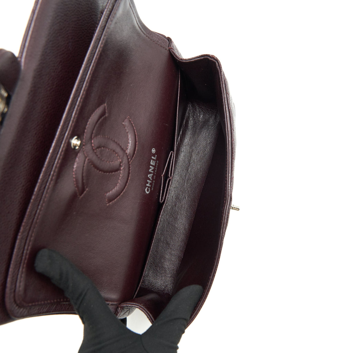 Chanel Medium Classic double Flap bag Caviar Burgundy SHW