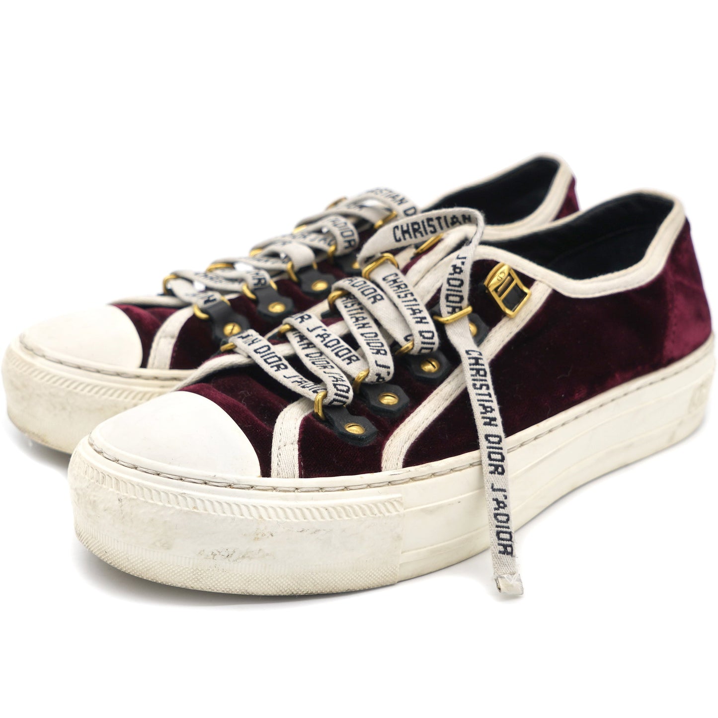 Dior Burgundy Velvet Trim Walk'N'Dior Sneakers 36.5