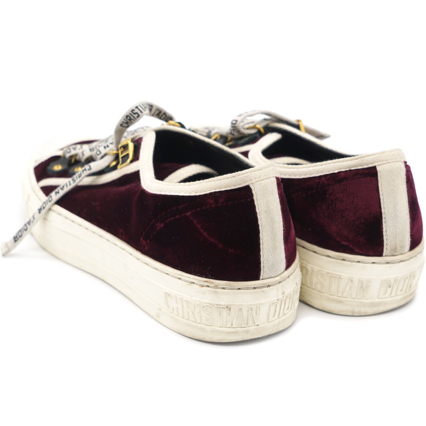 Dior Burgundy Velvet Trim Walk'N'Dior Sneakers 36.5