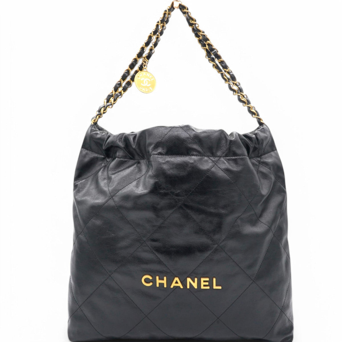 Chanel Shiny Quilted Medium Chanel 22 Black