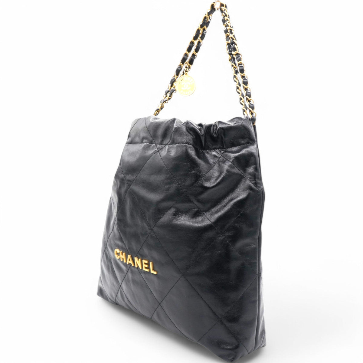 Chanel Shiny Quilted Medium Chanel 22 Black