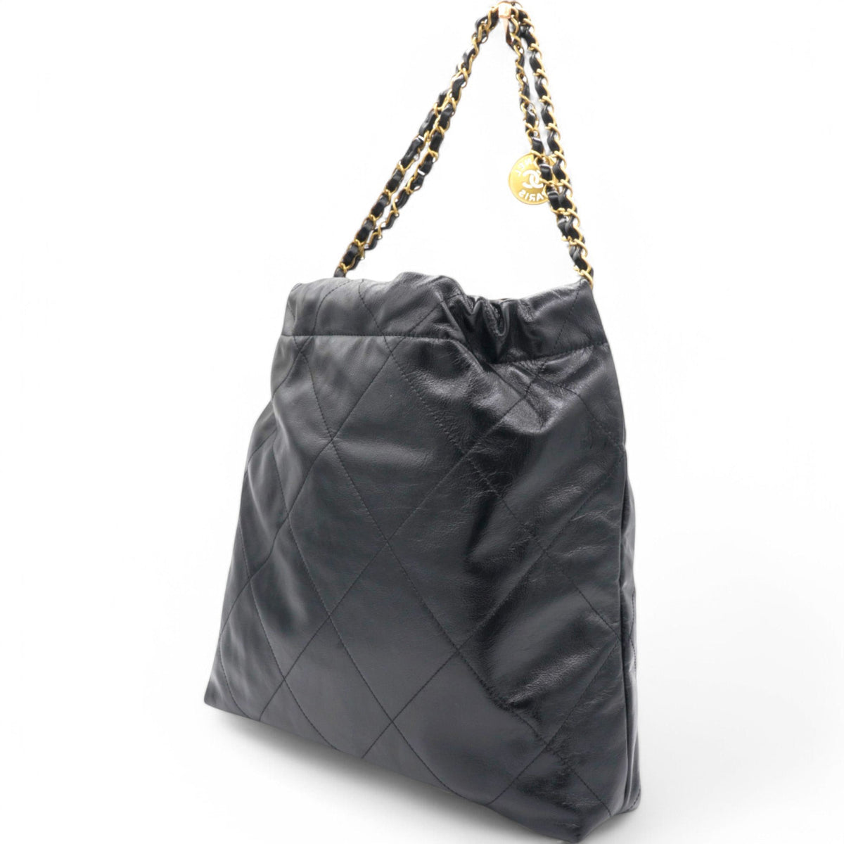 Chanel Shiny Quilted Medium Chanel 22 Black