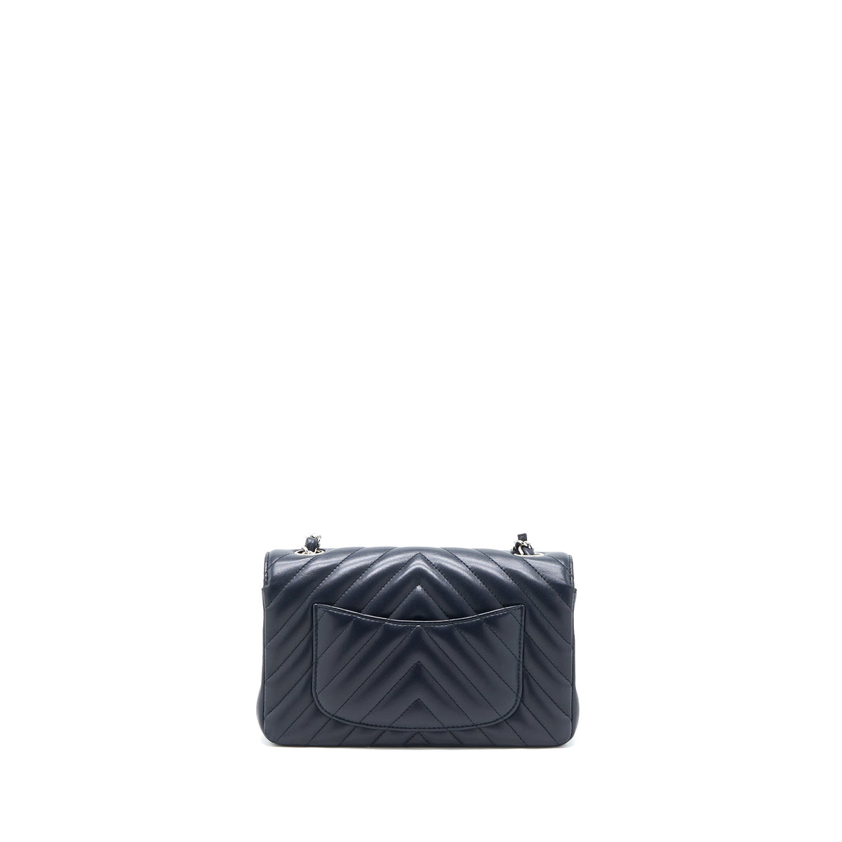 Chanel Mini Rectangular Flap Bag Chevron Lambskin Navy SHW