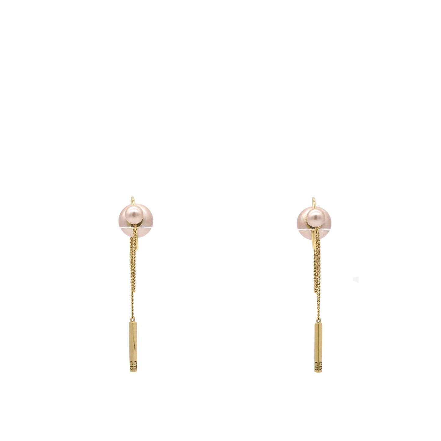 Dior Tribales Faux Pearl Gold Tone Chain Dangle Earrings