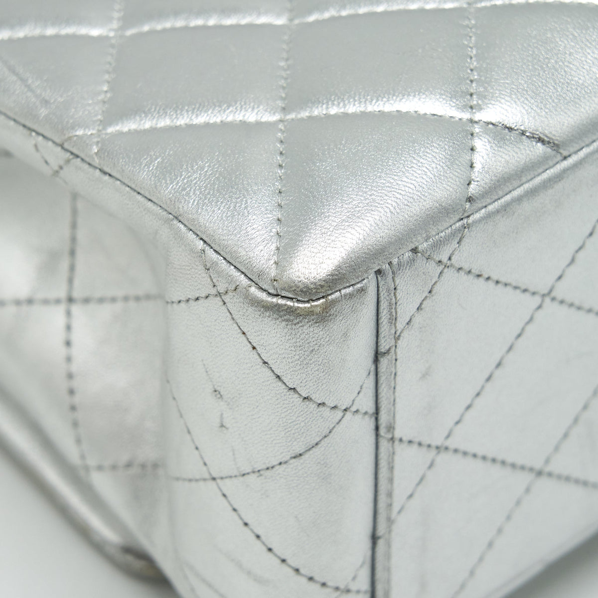 Chanel Maxi Classic Double Flap Bag Lambskin Sliver SHW