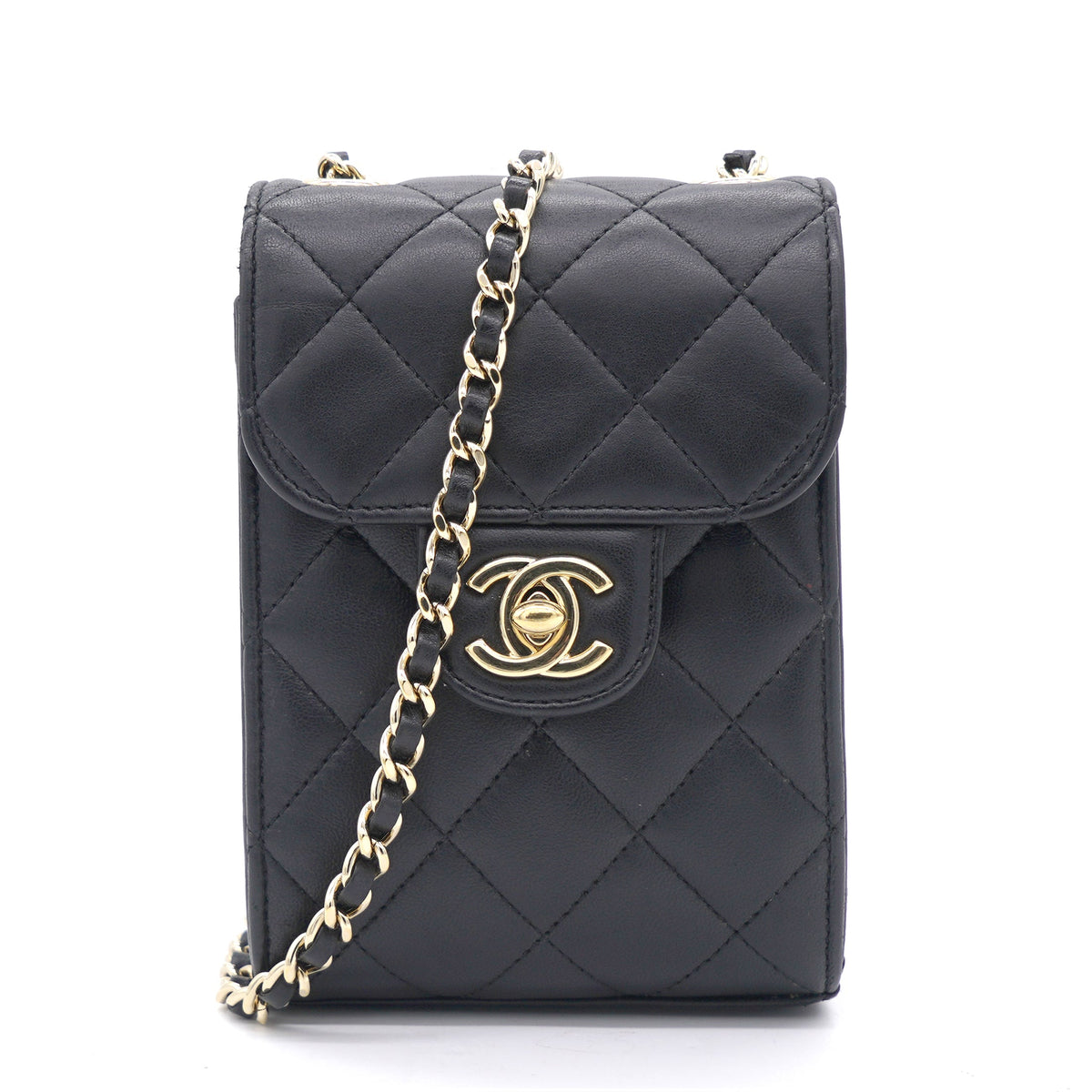 Chanel Lambskin Quilted Small Vertical Flap with Chain Black