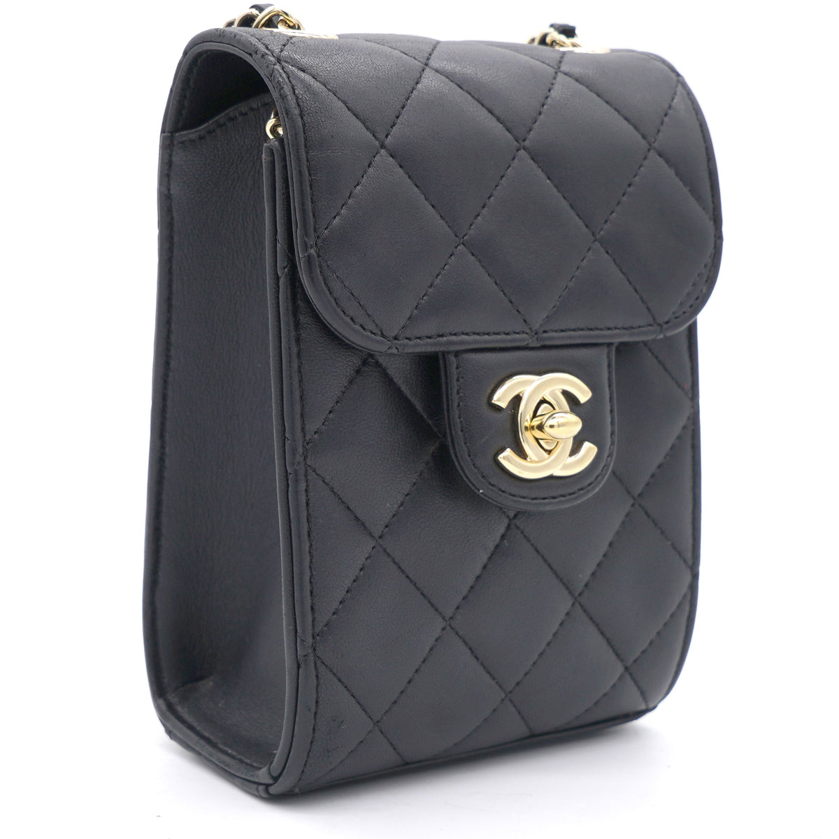 Chanel Lambskin Quilted Small Vertical Flap with Chain Black