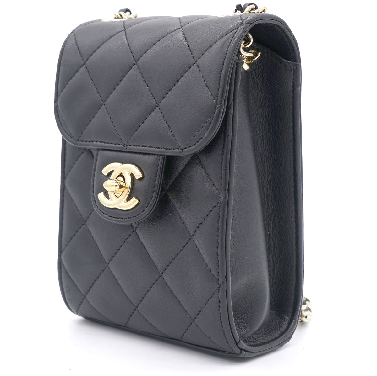 Chanel Lambskin Quilted Small Vertical Flap with Chain Black