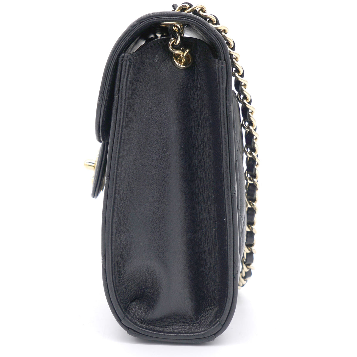 Chanel Lambskin Quilted Small Vertical Flap with Chain Black